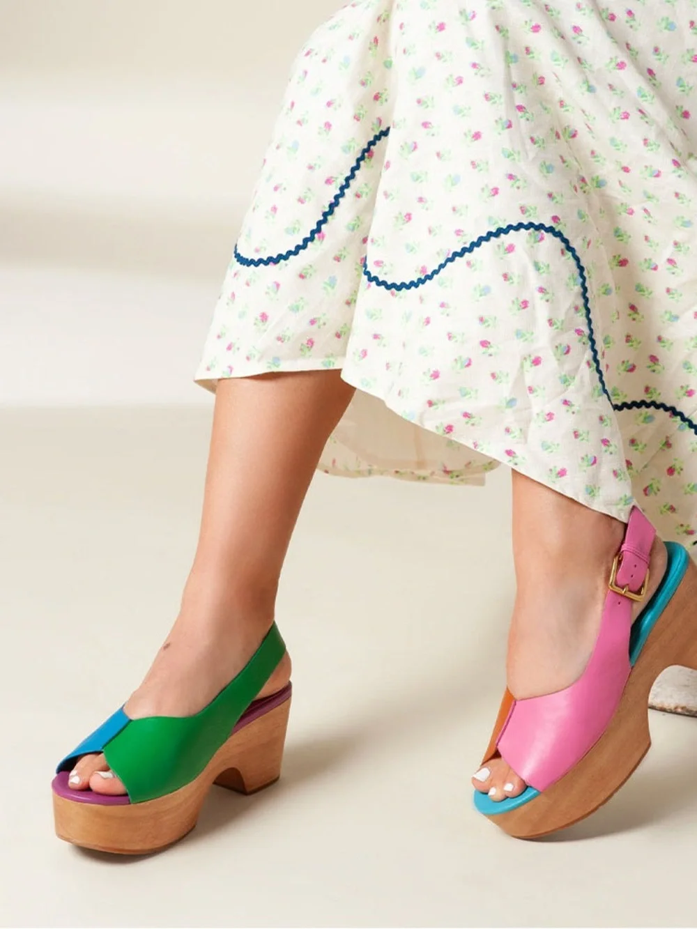 Charlotte Stone Colorblock Platform Sandals